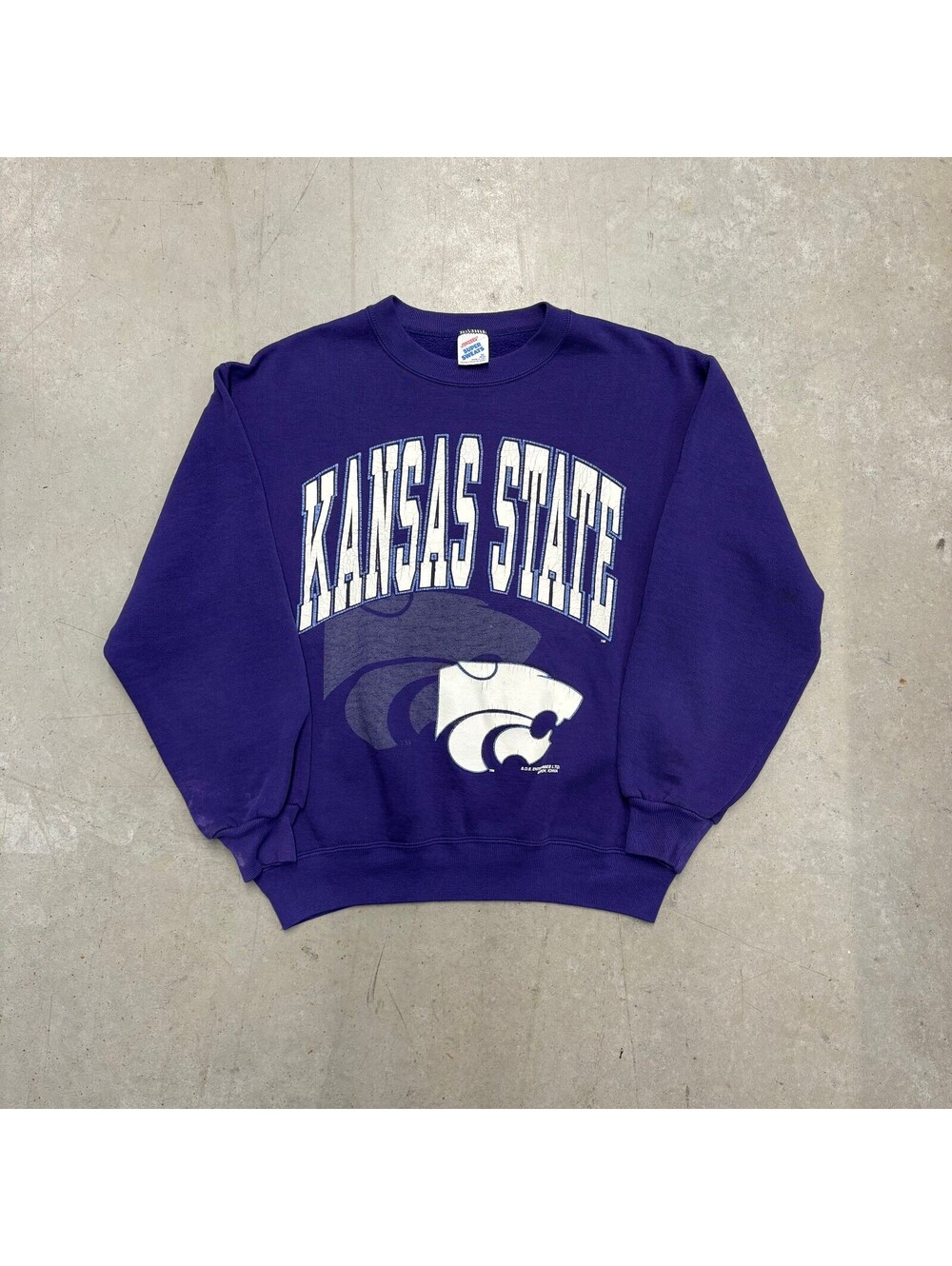 Vintage 90s Kansas State University Spellout Graphic Sweatshirt Medium Purple